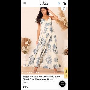 Lulu’s cream and blue floral print wrap dress